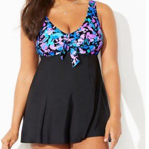 Nwt Swimsuits For All Tie Front Vneck Swimdress Floral print